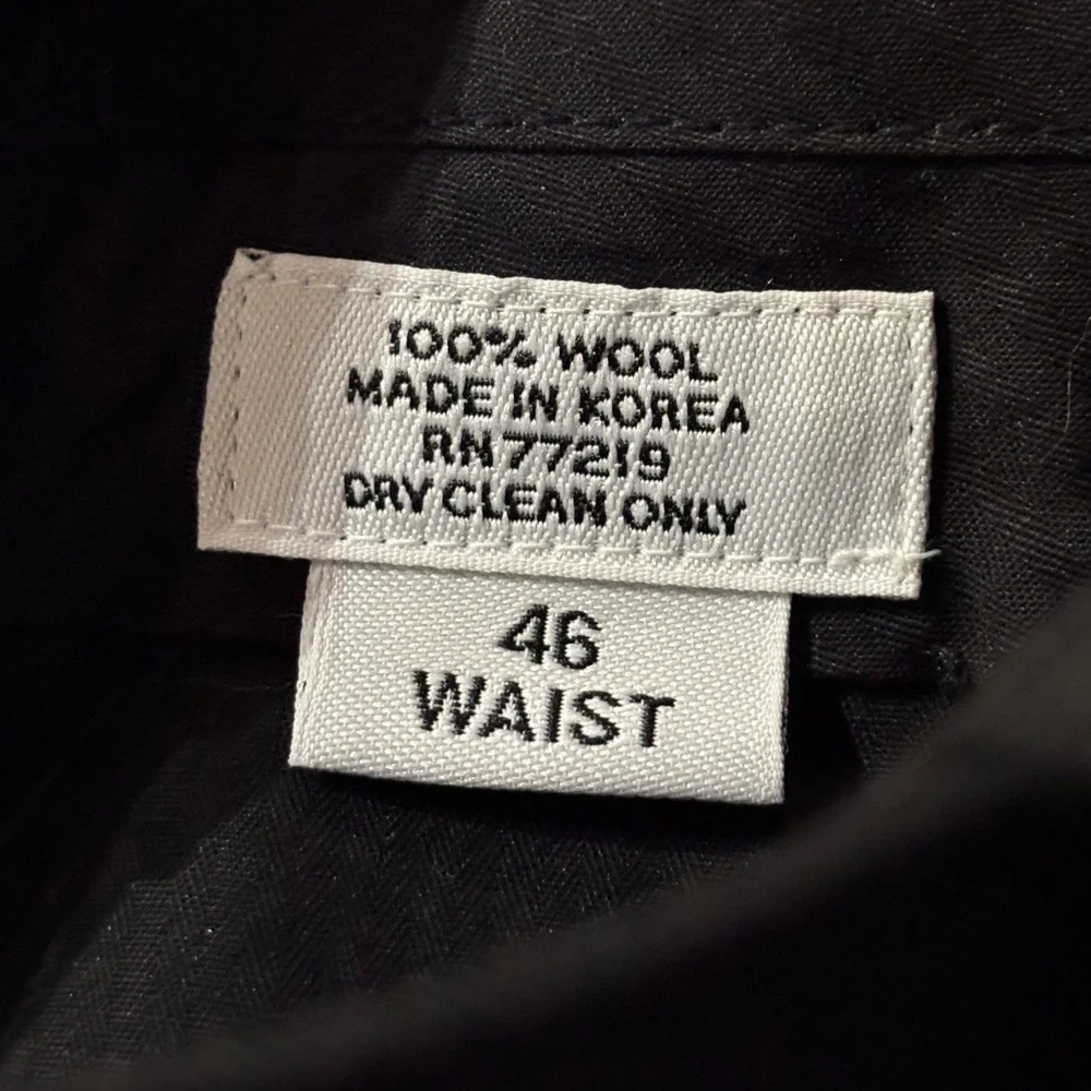 Joseph & Feiss Mens 100% Wool 2 Piece Suit Black 48 Short 46 Waist RN 77219 READ